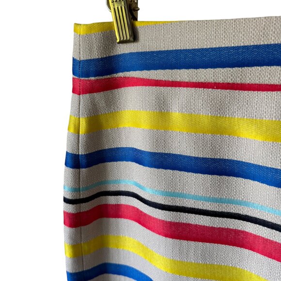 J. Crew Colorful Jacquard Stripe Pencil Skirt Straight Skirt Lined Fringe Hem - Picture 12 of 16